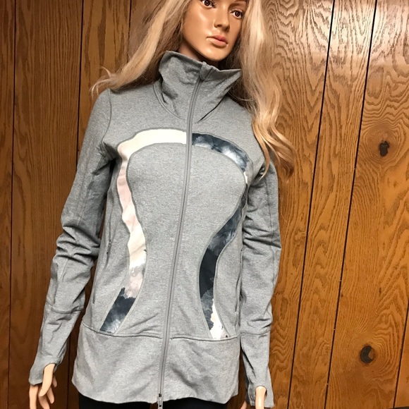 Lululemon" In Stride Jacket Gray Graphic Running-Full Zip - Picture 5 of 11